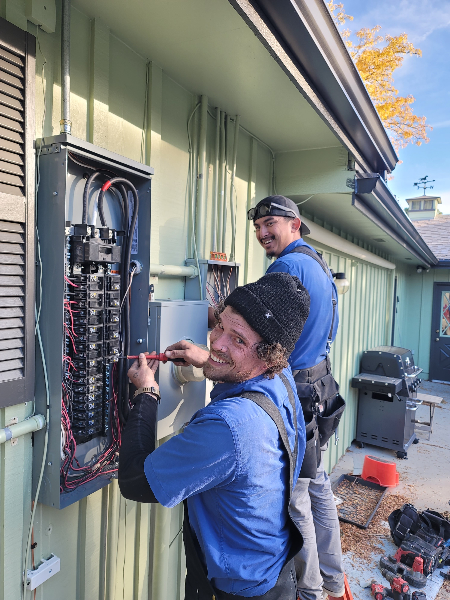 Electrician doing electrical maintenance